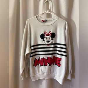 90’s DISNEY MINNIE MOUSE BOWTIE STRIPED HOLOGRAPHIC SWEATSHIRT (M)